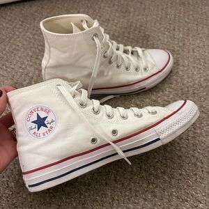 Converse All Star White High-Tops with Red and Blue Trim